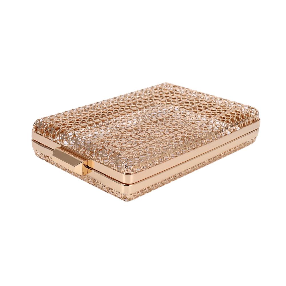 Einzigartiger Modestil Edle Clutch Handtasche in Gold Damen Abendtasche mit Metall Hohl Cage Design perfekt für stilvolle Schulter- und Umhängetaschen