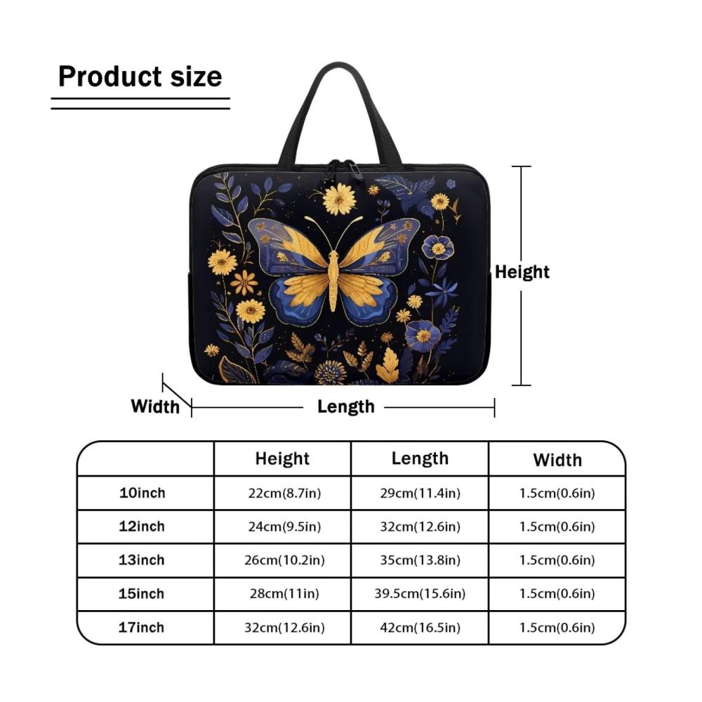 Stilvolle Aktentaschen Laptop-Kurier- und Schultertaschen für Damen und Herren 254-432 cm (10-17 Zoll) Cottagecore Retro Design mit Farnen Blumen und Schmetterlingen 15 Zoll