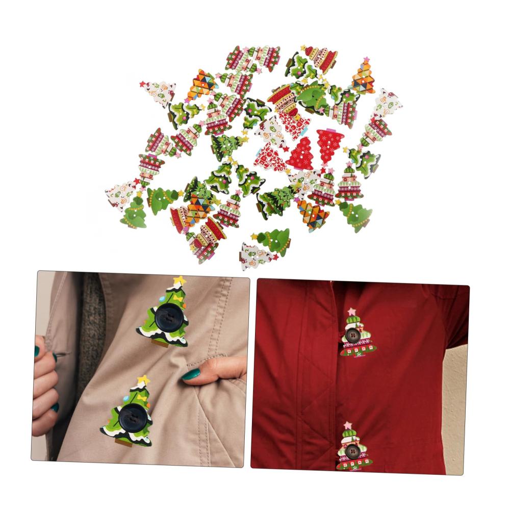 111 Weihnachtsbaum-Holzknöpfe für Bekleidung - Mini-Knöpfe für Spielzeug Anzüge Weihnachtsdekorationen