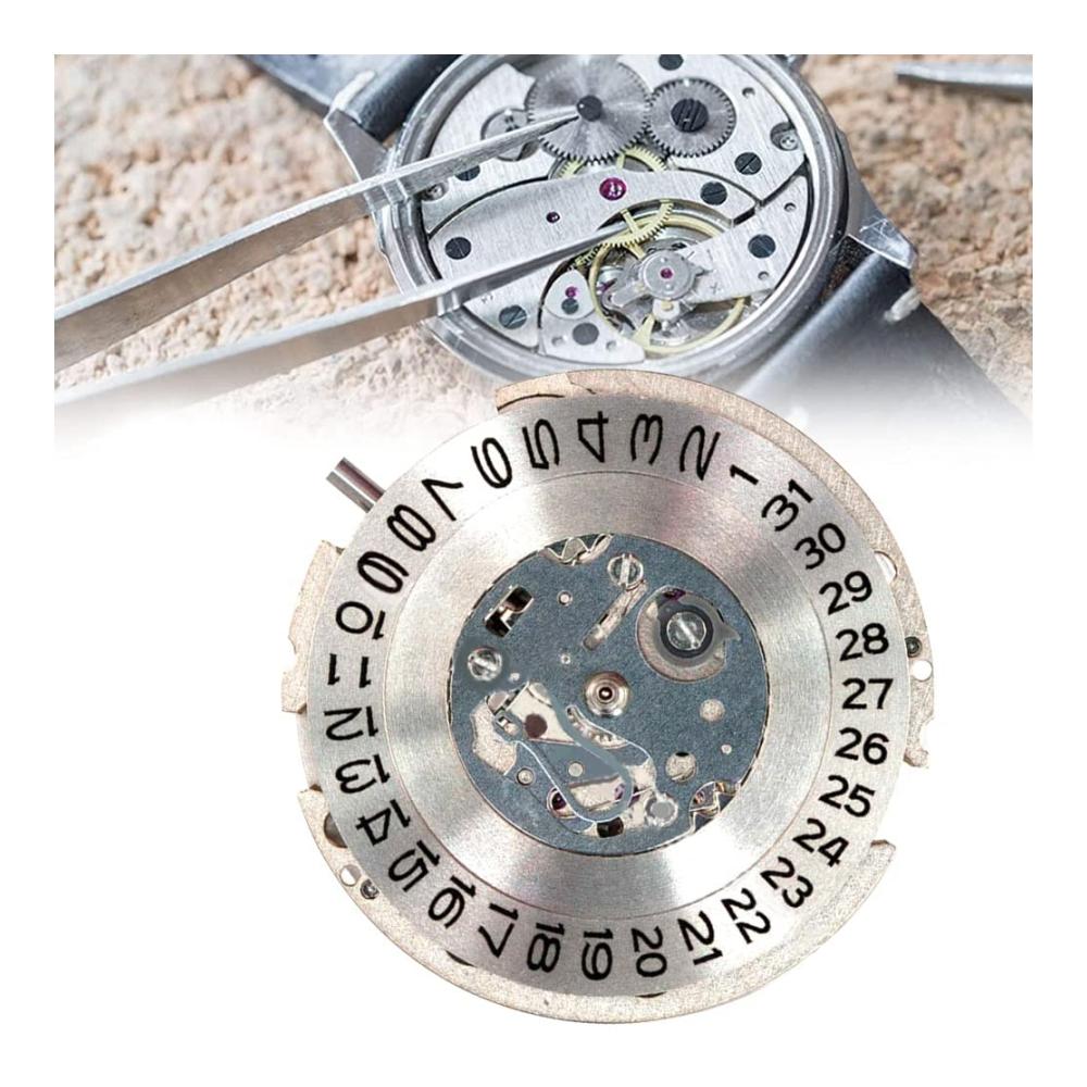 Hochpräzise Armbanduhren Ersatz-Uhrwerk NH15A/NH15 für mechanische Automatikuhren mit einfachem Kalender - Zuverlässigkeit in Silber