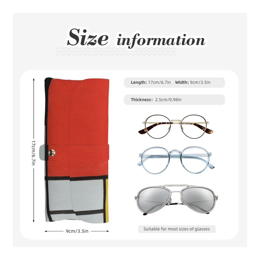 Leder-Sonnenbrillenetui mit Zusammensetzung aus geprägtem Kunstleder in Rot Gelb Blau und Schwarz für Fashion und Reisen