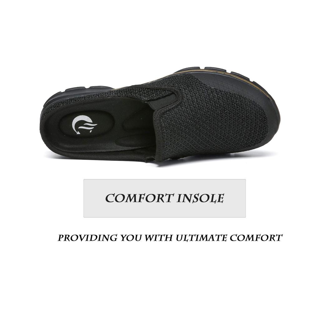 Damen & Herren Hausschuhe Atmungsaktive Clogs & Pantoletten mit rutschfester Sohle | Unisex Schwarz | Freizeit Garten & Alltag
