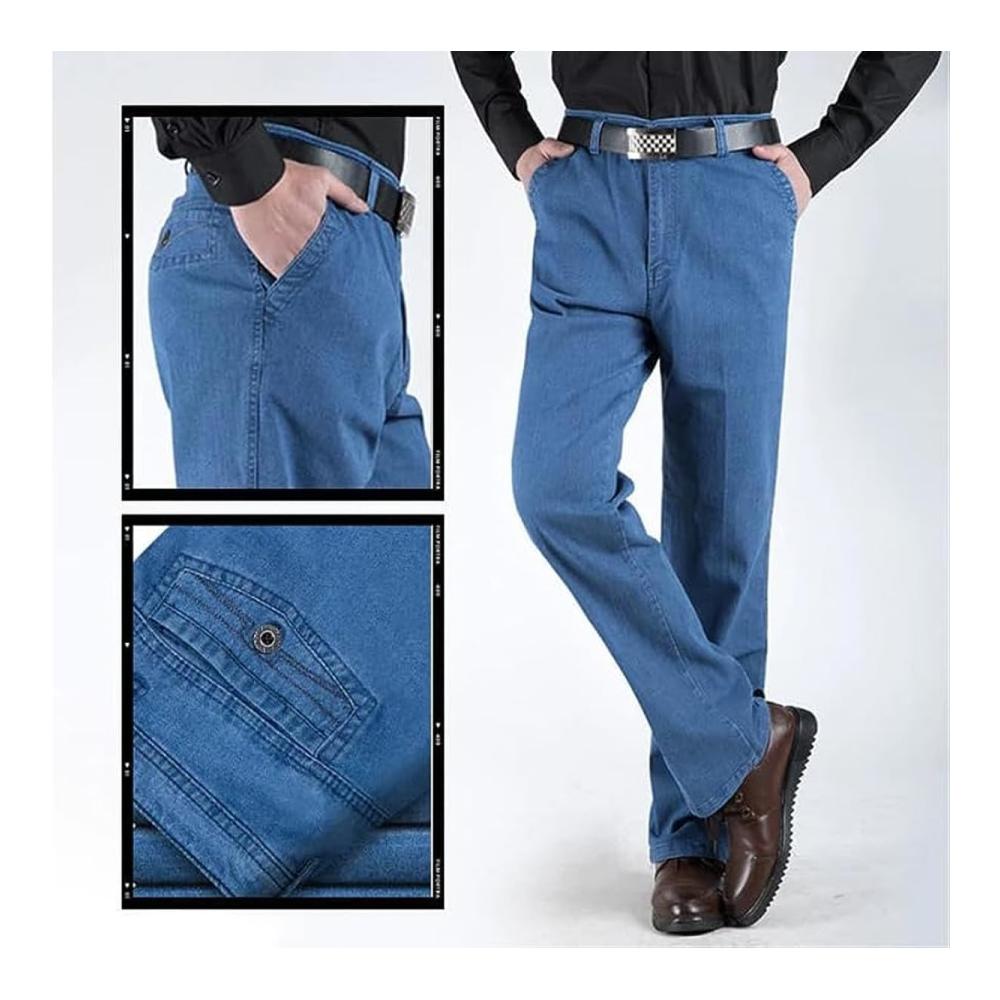 Stilvoll und bequem Herren High Waist Straight Fit Jeans - Schlanke Stretch-Jeans mit 4 Taschen für lässige Eleganz