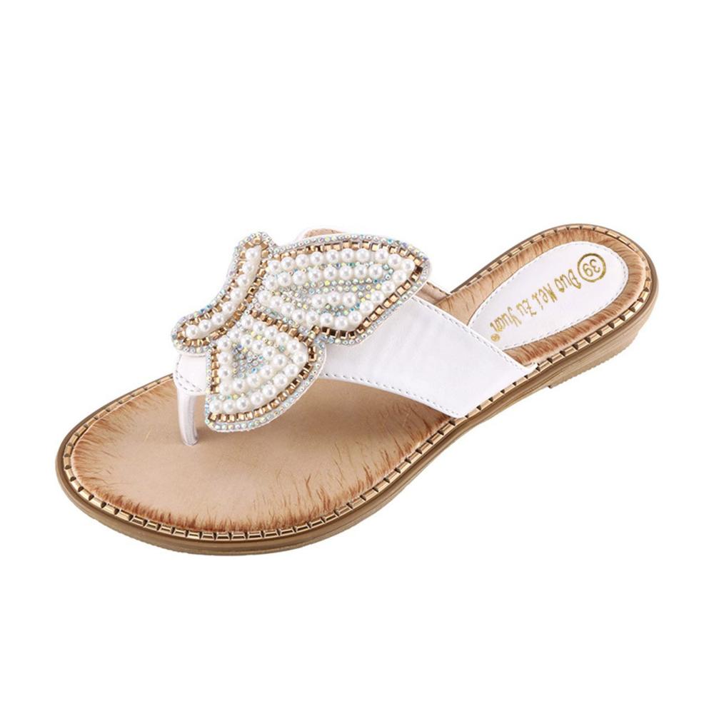 Damen Sandalen Keilabsatz T-Riemen Sommerschuhe Bequem Böhmisch Strand Sandalette Römische Sandalen Flach Sommersandalen Flip Flops Lässig Offen Freizeitschuhe