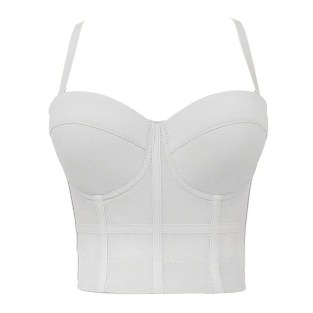 Entdecke den ultimativen Glamour Korsagen & Bustiers für stilvolle Damen! Y2K Korsett BH Tank Top - Dessous mit Trägern Push-Up-Effekt Pailletten Perlen & Strass. Perfekt für Clubwear & Partys