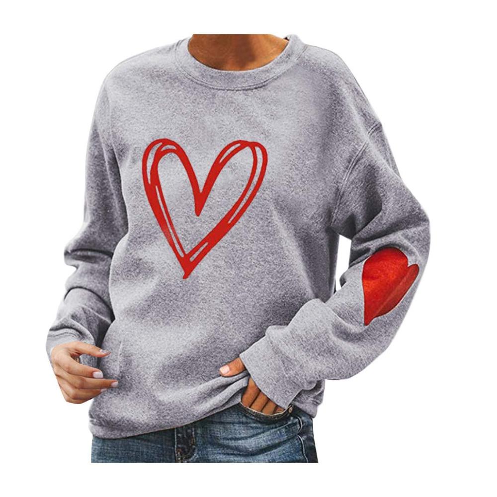 Stilvoll und Gemütlich Damen Pullover mit Herzdruck – Perfekt für den Valentinstag! Langärmliges Sweatshirt für Damen – Ein Must-have