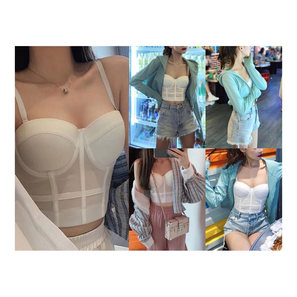 Entdecke den ultimativen Glamour Korsagen & Bustiers für stilvolle Damen! Y2K Korsett BH Tank Top - Dessous mit Trägern Push-Up-Effekt Pailletten Perlen & Strass. Perfekt für Clubwear & Partys