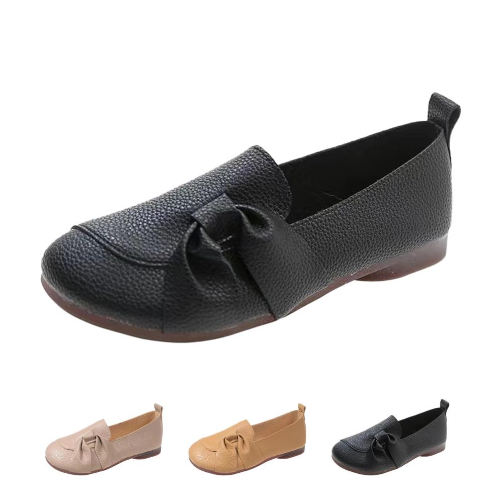 Trendige Damen Loafers & Mokassins Bequeme Slip-Ons aus weichem Leder rutschfest und faltbar. Stilvoll flach mit runder Zehenpartie für ultimativen Komfort