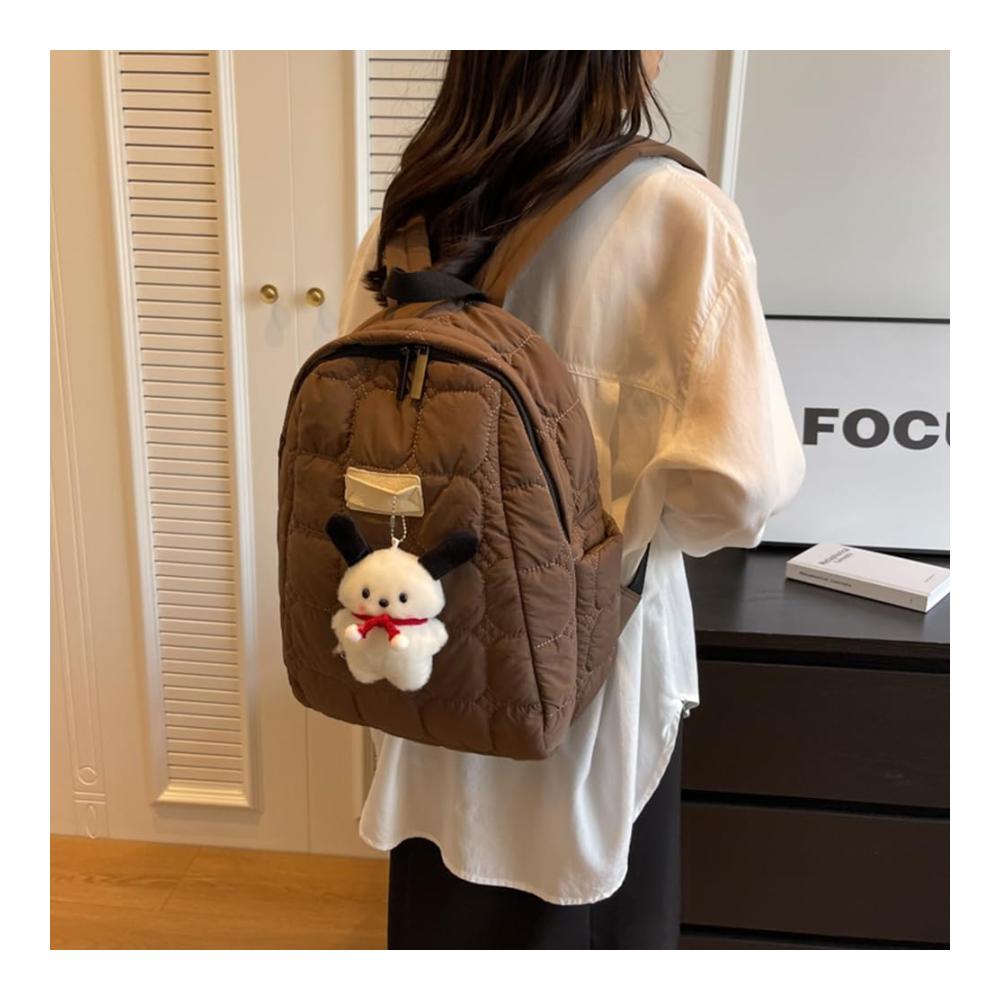 Gepolsterte Unisex-Rucksackhandtasche aus Baumwolle mit großem Fassungsvermögen Reißverschluss verstellbarem Riemen und lässigem Design für Damen und Herren