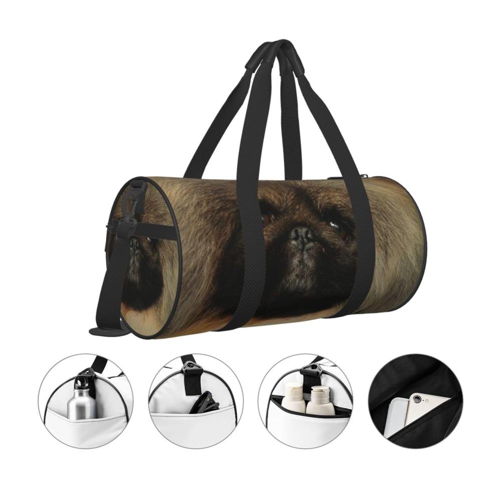 Elegante Reisetasche mit niedlichem Pekinese-Druck | Wasserdicht | Wochenendtasche & Handgepäck für Damen und Herren | Schwarz | Einheitsgröße | Ideal für stilvolles Reisen