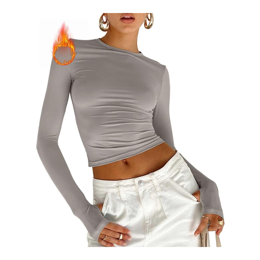 Stylisches Damen Langarm Crop Top Enganliegend & Trendy - Perfekt für Teenager Streetwear-Liebhaber! Jetzt bei