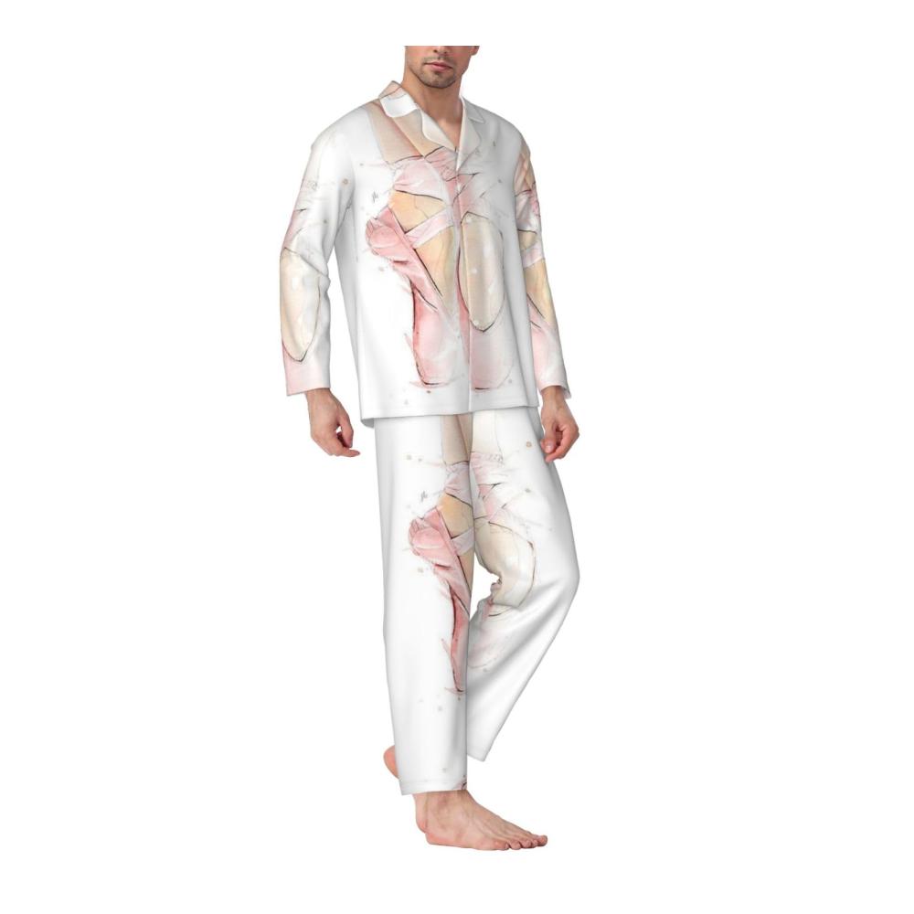 Gemütlicher Herren-Schlafanzug mit Ballett-Motiv | Langärmeliges Pyjama-Set für erholsame Nächte | Stilvoll und bequem