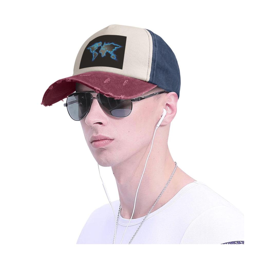 Entdecke die Welt mit Stil Verstellbare Baseballkappe mit Weltkarten-Motiv - Das ideale Geschenk zum Vatertag und für Outdoor-Enthusiasten! Vielseitiger Hut für jeden Anlass. Erhalte deinen Look