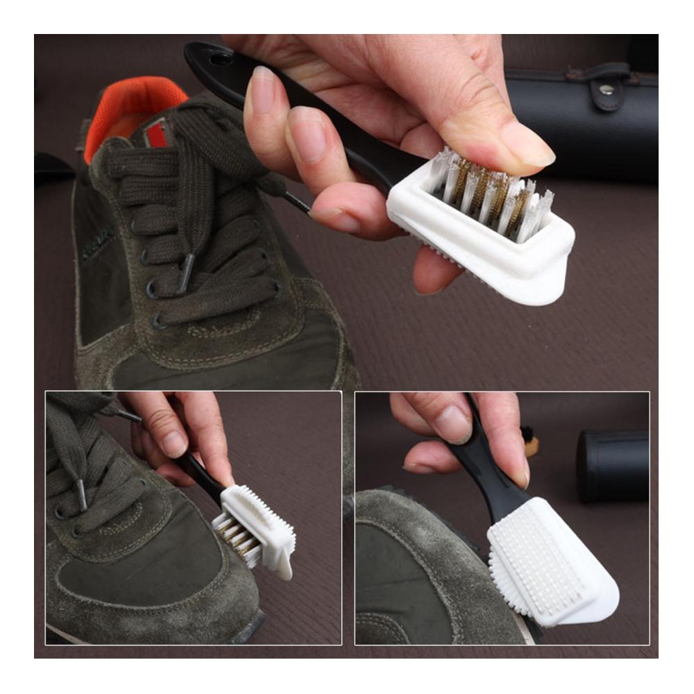 Hochwertige Schuhbürsten-Set 3 Stück für Wildleder Rauleder Nubuk & Veloursleder | Perfekte Pflege mit Radiergummi Kreppbürste & mehr | Schuhbürste für langanhaltende Schönheit Ihrer Schuhe