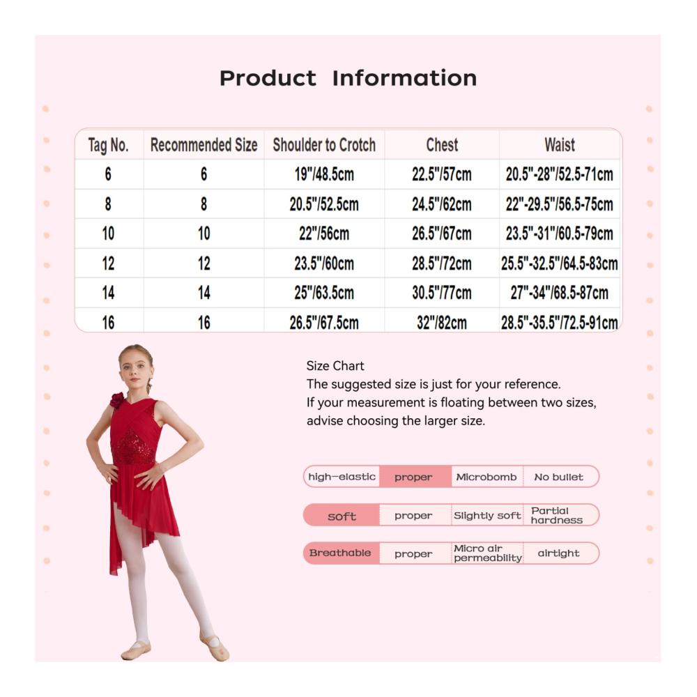 Lyrisches Tanzkleid für Mädchen | Ärmelloses Ballettirkot mit Glitzer-Patchwork | Trikot-Body mit Tutu-Rock | Tanzkostüm | Ballettanzug