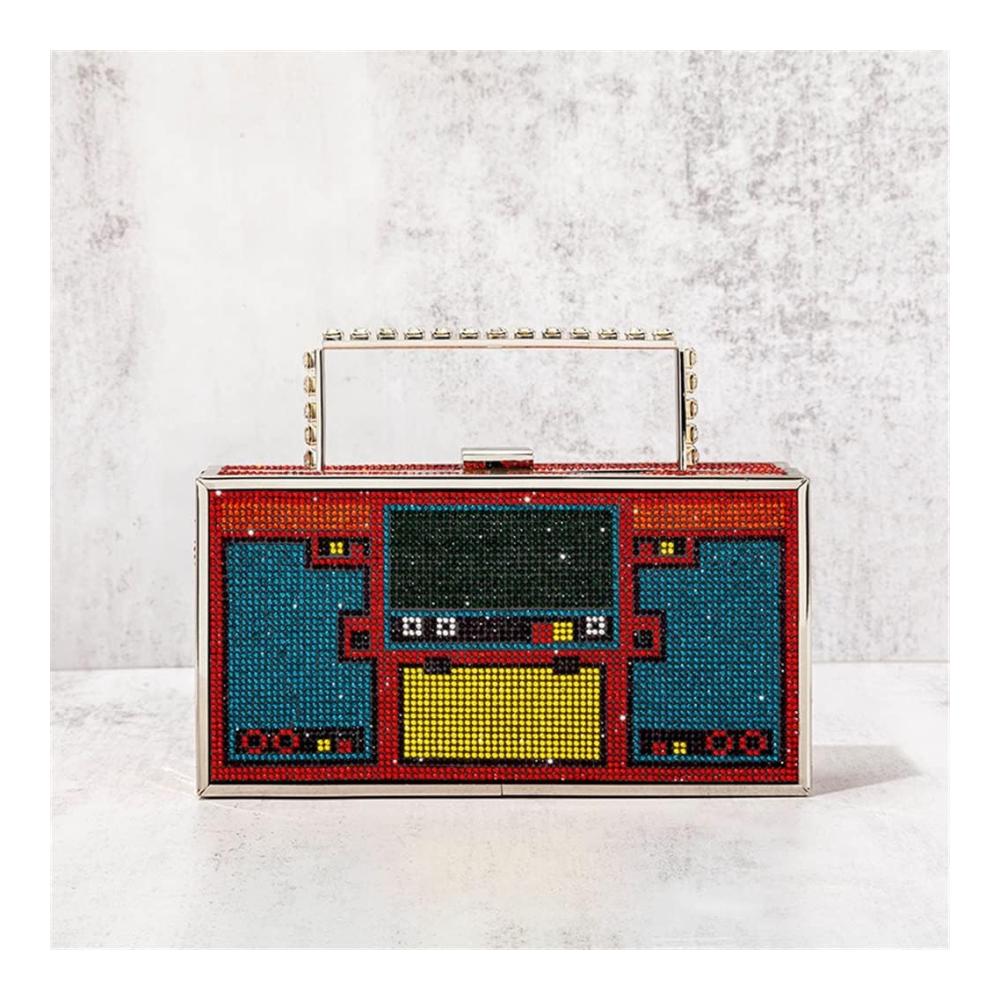 Elegante Abend-Clutch für Damen mit Metallgriff und funkelnden Kristallen - Perfekt für Braut Hochzeit & Party Stil A