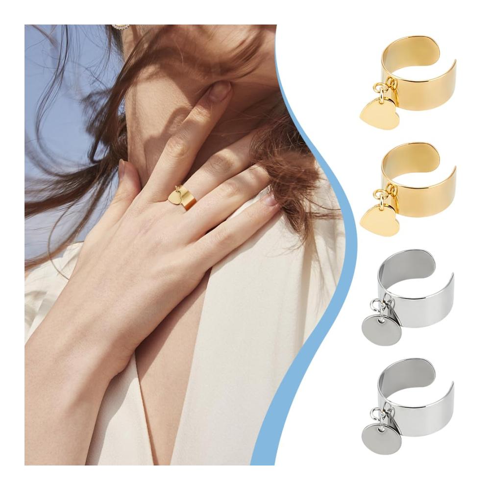 Entzückender Edelstahl Damenring Verstellbarer Fingerring mit Hundepfoten-Anhänger. Ideale Basis für DIY-Ringschmuck! Gönnen Sie sich heute stilvolle Ringe