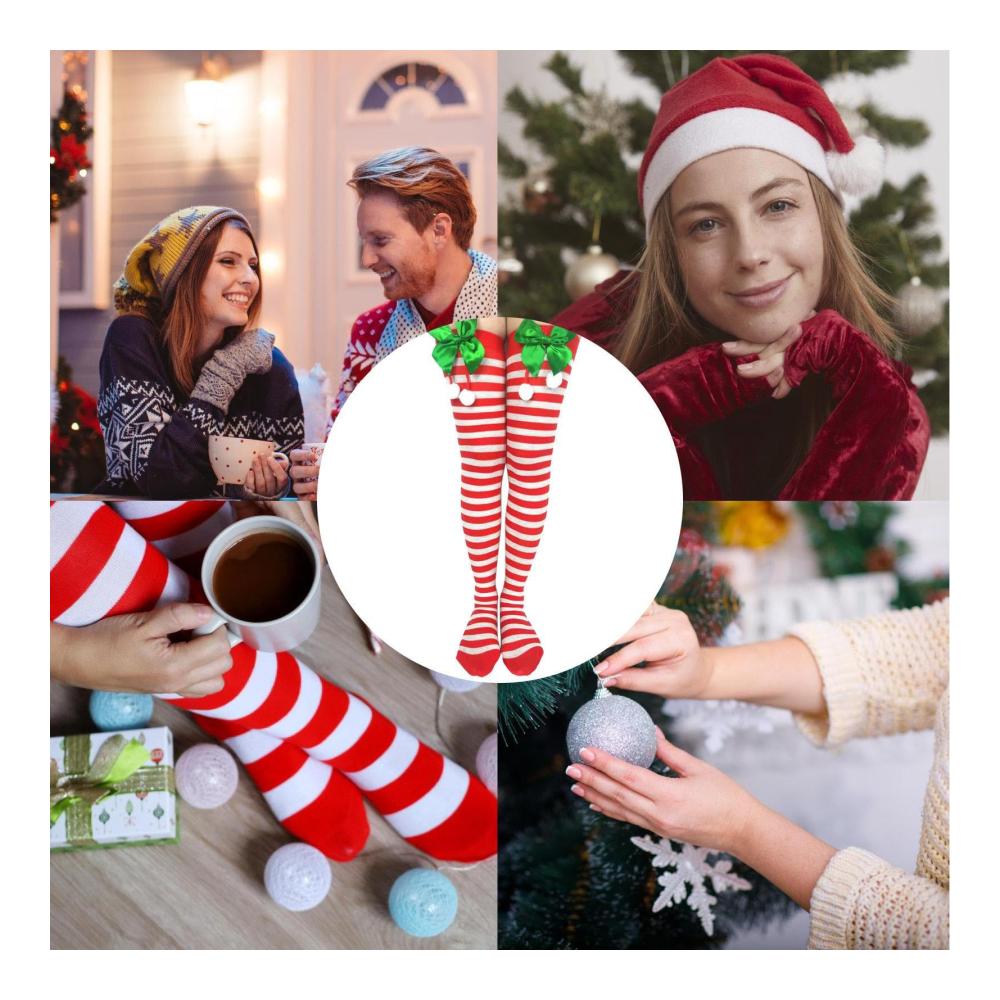 Luxuriöse Kniestrümpfe für Festtage Warme Weihnachtssocken Damen - Bunte Cosplay-Strümpfe gestreift und knielang für stilvolle Festlichkeiten. Bestellen Sie jetzt