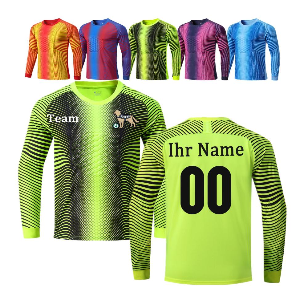 Ultimative Personalisierung Gepolstertes Torwarttrikot mit individuellem Namen und Nummer für Kinder Jungen & Herren. Erstellen Sie jetzt Ihr einzigartiges Team-Trikot