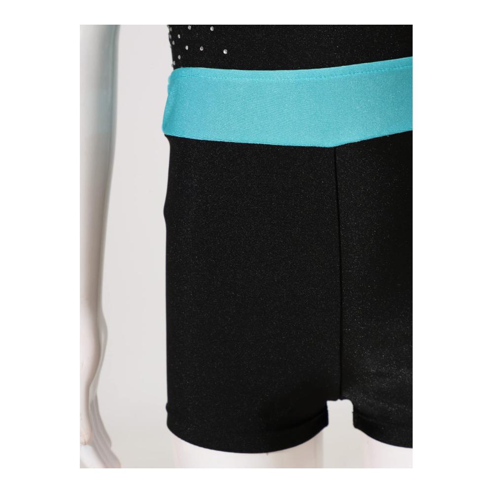 Exquisite Glitzer Leotards für junge Tänzerinnen Ballett Trikot mit Strassverzierung ärmellos mit kurzer Hose für Wettkämpfe und Ballett. Jetzt sichern