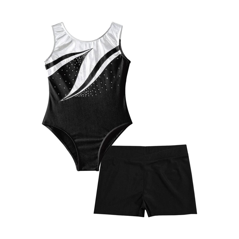 Stilvoller Glanz Mädchen Leotards Set mit Fitness-Shorts - Hochwertiger Gymnastikanzug für Tanz und Sport von Choomomo