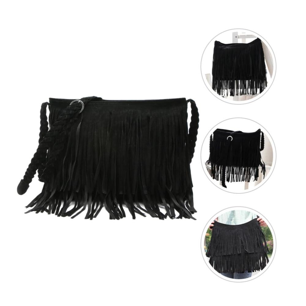 Erfrischende Vielseitigkeit Rucksackhandtaschen für Damen in elegantem Schwarz mit stilvollen Fransen. Ein Muss für den Sommer-Look