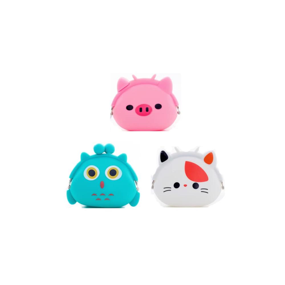 Entzückende Cartoon-Tier-Silikon-Münzbörsen 3er-Pack für Schule Geschenke & mehr - Stil 2