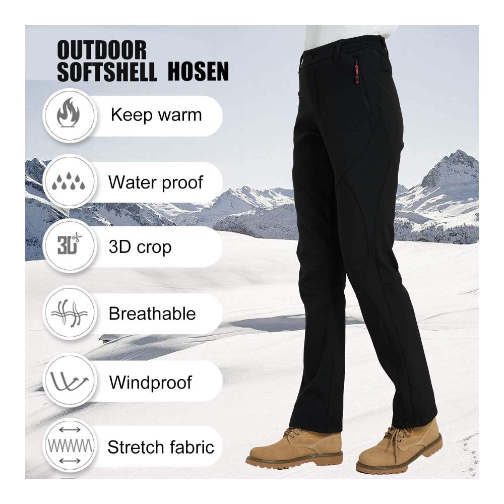Hosen für Damen Softshellhose Fleece-gefüttert Warm Outdoorhose Wasserdicht Winddicht Thermohose Winterhose Skihose Snowboardhose Trekkinghose Funktionshose
