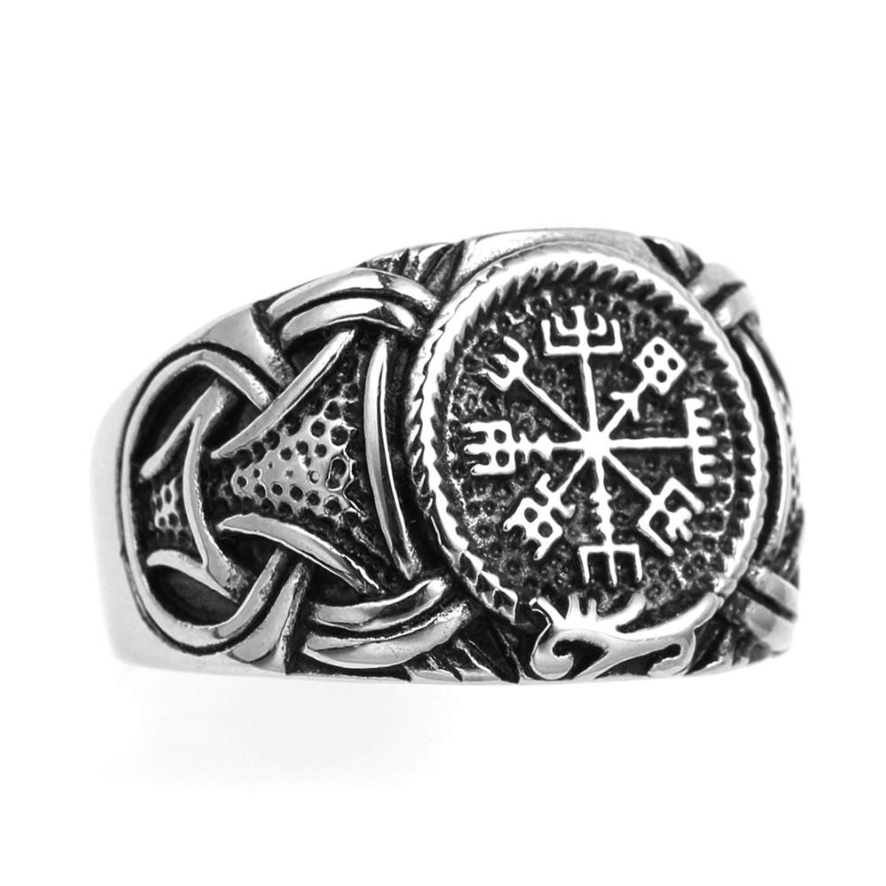 Echte Wikingerkraft Handgefertigte Edelstahlkompass-Ringe - Mystischer Schmuck für echte Abenteurer! Gönnen Sie sich einzigartige Pagan-Ästhetik und Kraft. Perfektes Geschenk