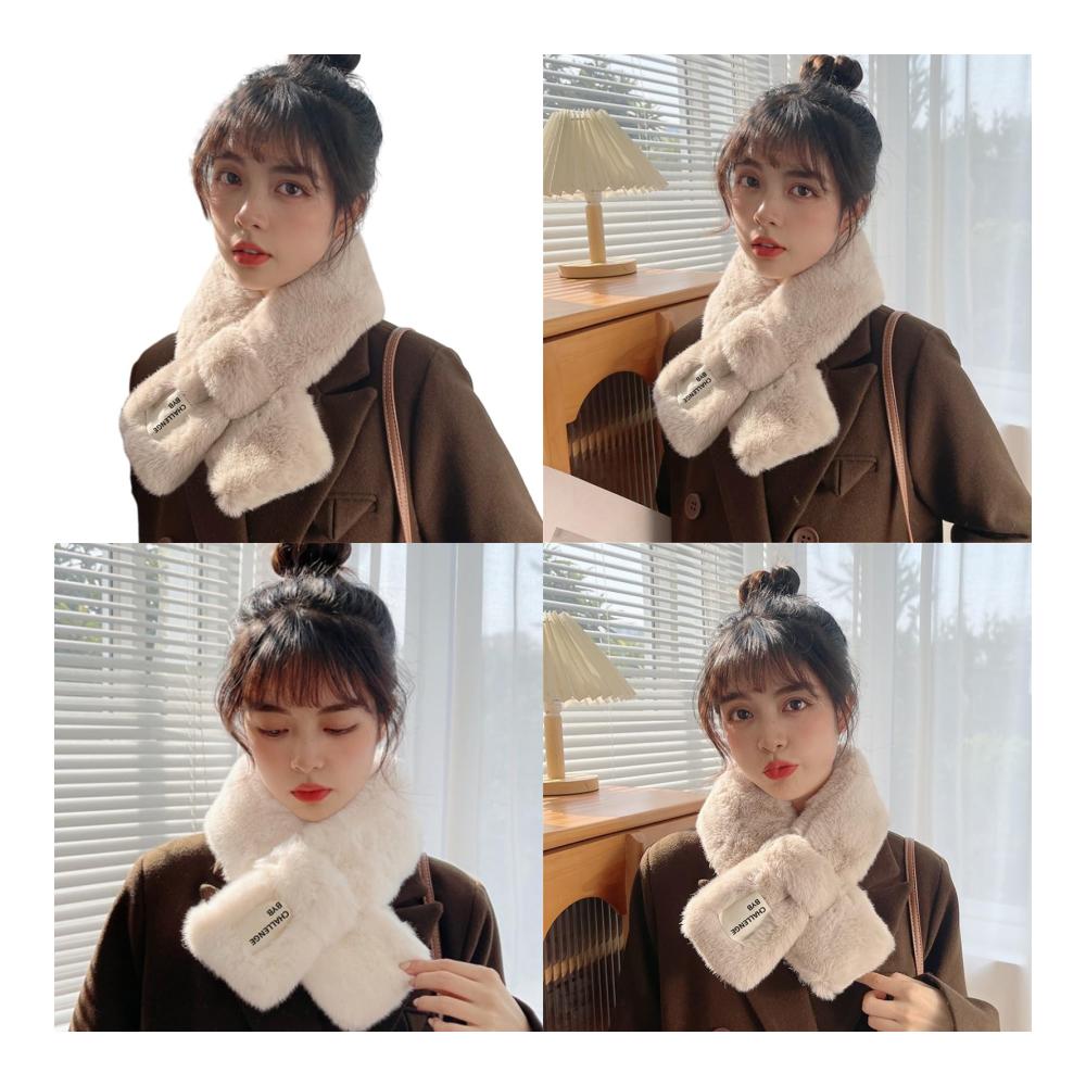Entdecke den Damen Winter Fleece Schal Dopamin Styling Halswärmer im Y2k Stil. Kreuzverschluss für ultimativen Komfort. Plüsch und verdickt für extra Wärme. Leicht und kuschelig