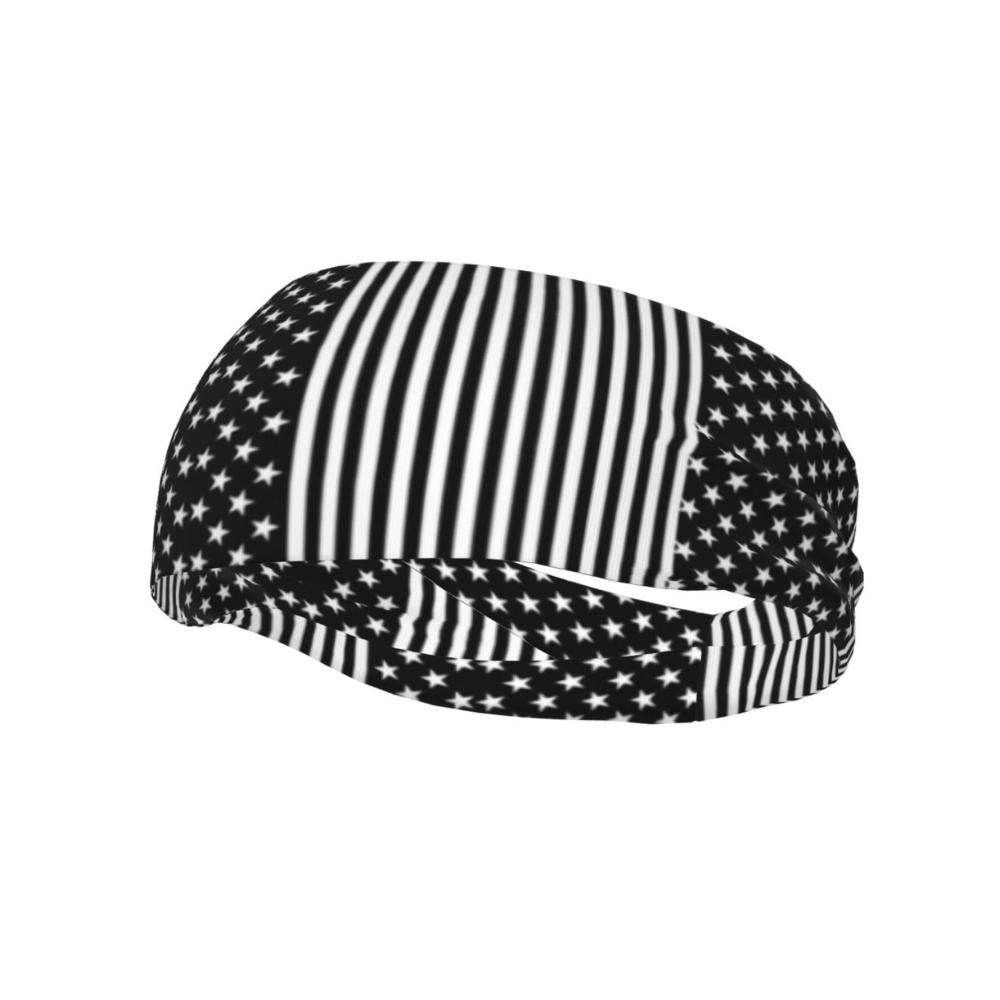 Elastisches Sport- und Fitnessband mit US-Flagge für Damen und Herren ideal für Laufen Wandern Angeln Yoga schwarz-weiß