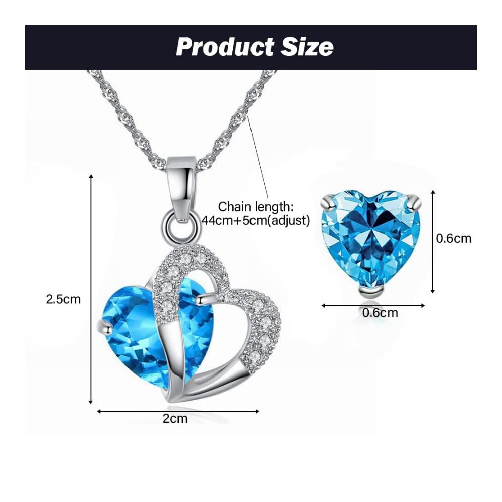Einzigartiges Herz Schmuckset Anhänger Halskette und Ohrringe mit funkelnden Zirkonia perfekt für Hochzeiten Geburtstage & besondere Anlässe! Ideales Geschenk für Damen und Mädchen