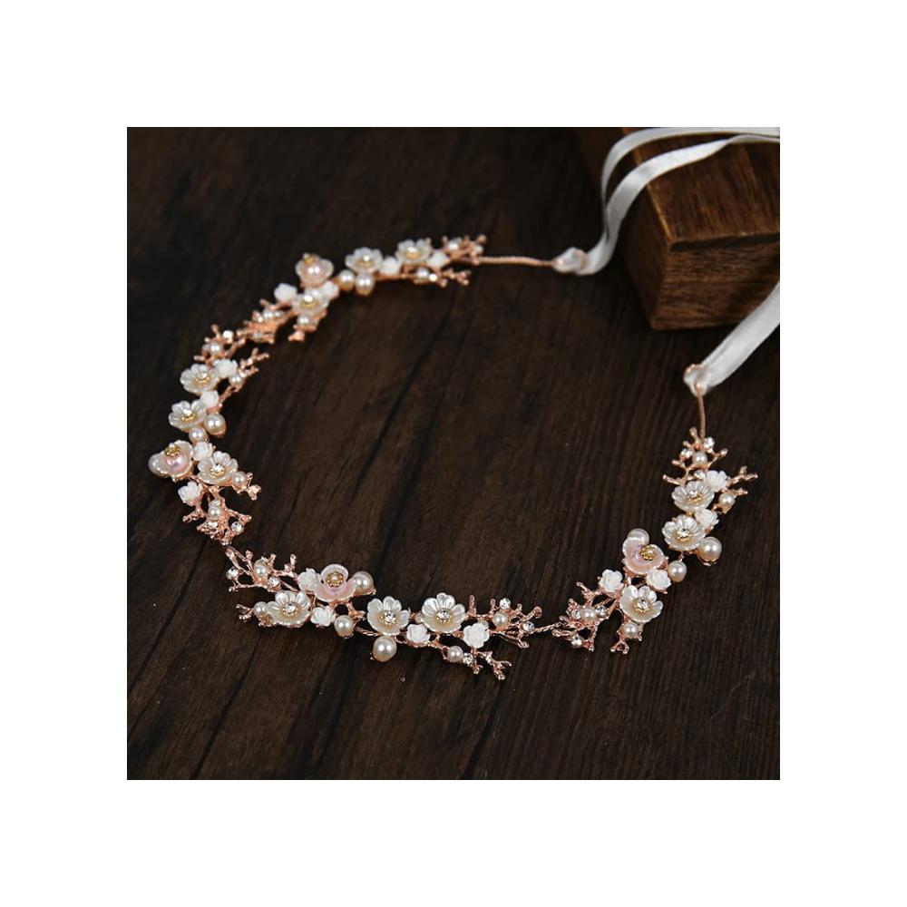 Erstaunliches Diadem! Perfekte Ergänzung für Hochzeiten & Events. Roségoldenes Stirnband mit Perlen & Kristallen. Exquisiter Brautschmuck. Jetzt sichern