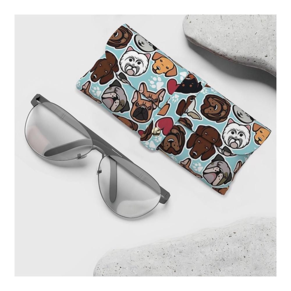 Schützen Sie Ihre Brille mit Stil Modisches Brillenetui aus PU-Leder mit niedlichem Hundeaufdruck für Sonnenbrillen. Weiches trendiges Etui für Ihre wertvolle Brille