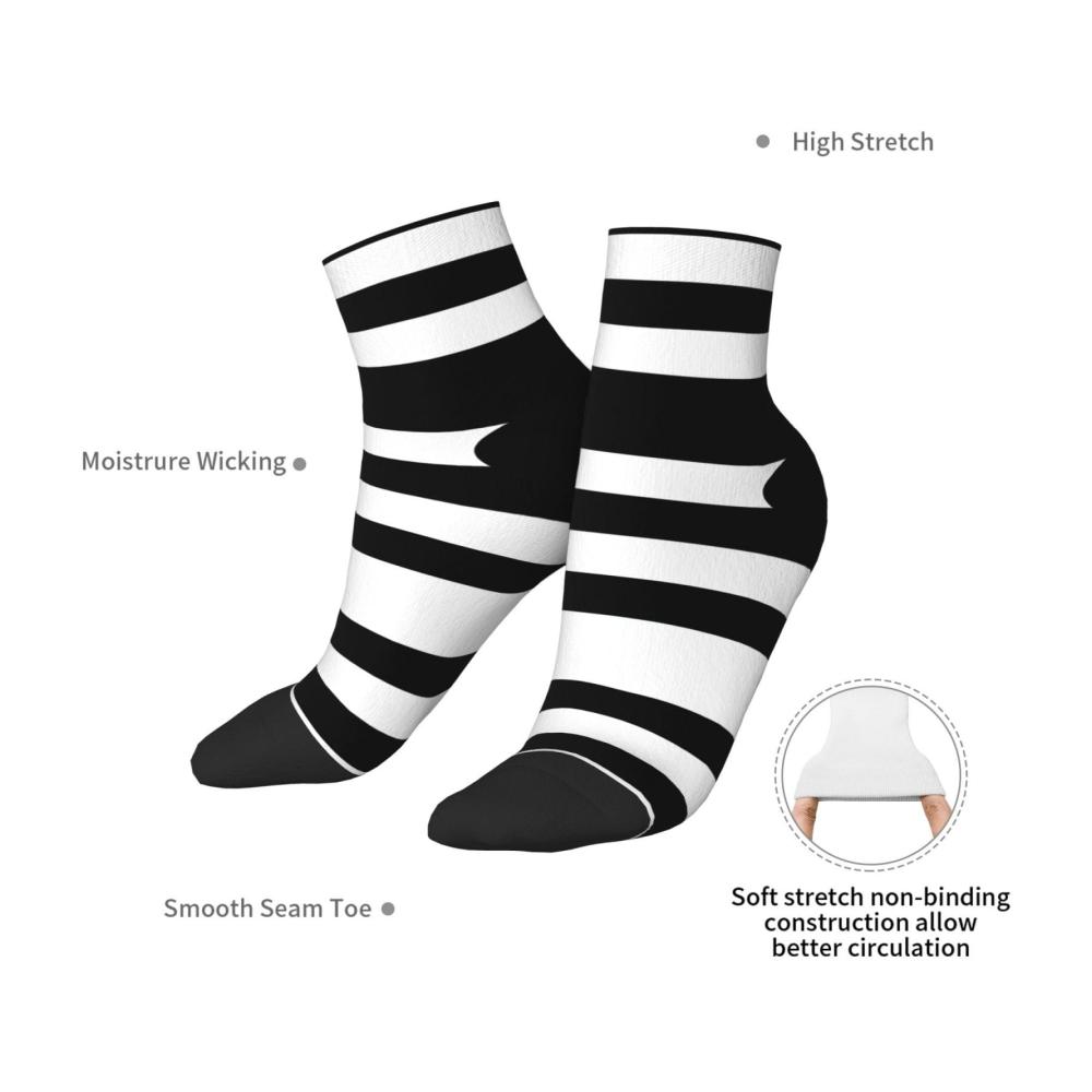 Knöchelhohe Socken Gemütliche und modische Socken für Damen und Herren mit Streifenmuster in Schwarz und Weiß
