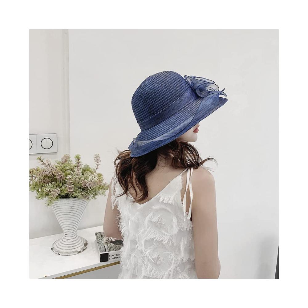 Attraktiver Sonnenhut für Damen Kentucky Church Flower – Brauthut mit breiter Krempe für Teeparty-Hochzeiten elegantes Organza-Kleid inklusive. Schützen Sie sich stilvoll vor der Sonne