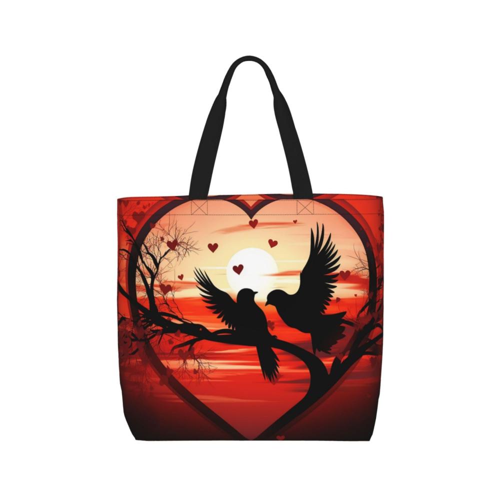 Einzigartige Vogel-Liebe Stilvolle wasserdichte Shopper-Tasche für Frauen - Praktische Umhängetasche mit Reißverschluss für Büro Einkauf und Reisen
