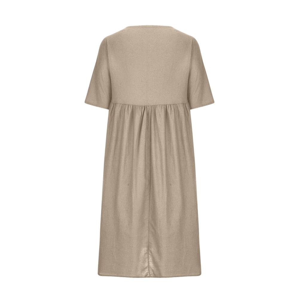 Entdecke das ultimative Sommerkleid für entspannte Freizeitmomente! Damen Lang Leinenkleid mit halben Ärmeln Vintage-Look und lockeren Strandkleid-Vibes. Jetzt zugreifen
