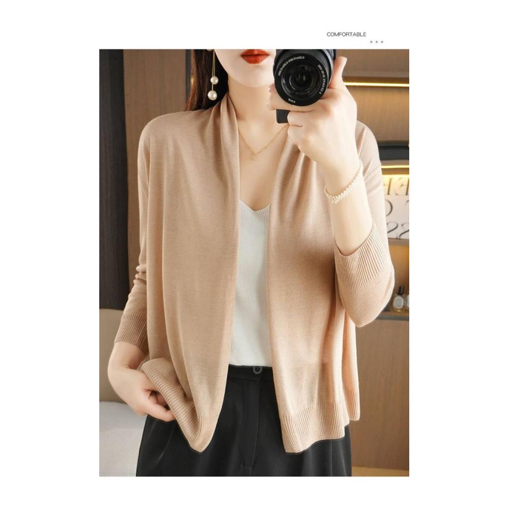 Eleganter Damen-Bolero mit Schalkragen & 3/4-Ärmel - Leichte Sommerjacke Tencel-Blazer für Geschäft & Freizeit