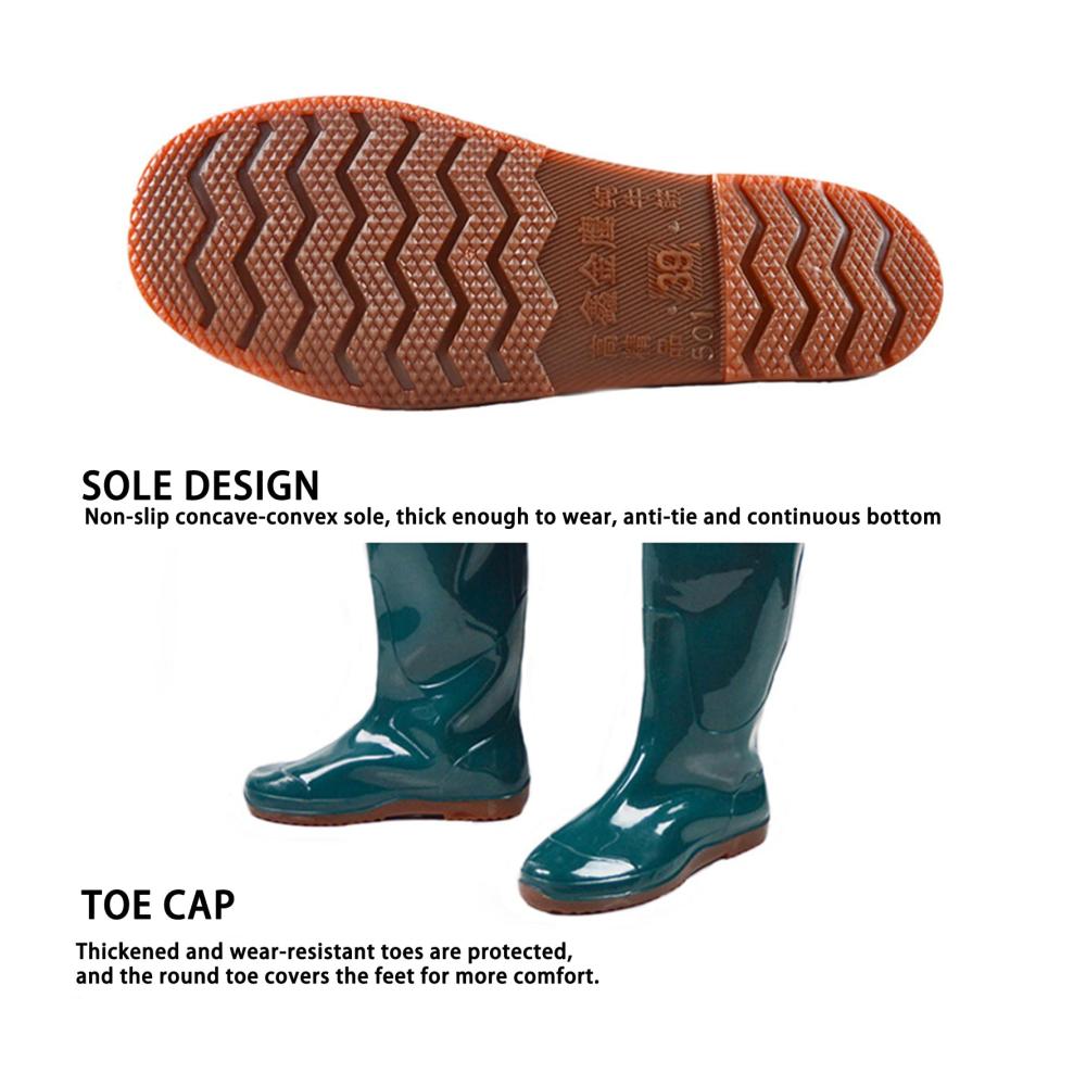 Entdecken Sie ultimativen Komfort Wasserdichte Wathose Stiefel für Angeln & Jagd – Rutschfeste Sohlen PVC/Nylon über Kniehöhe Unisex 38EU Green