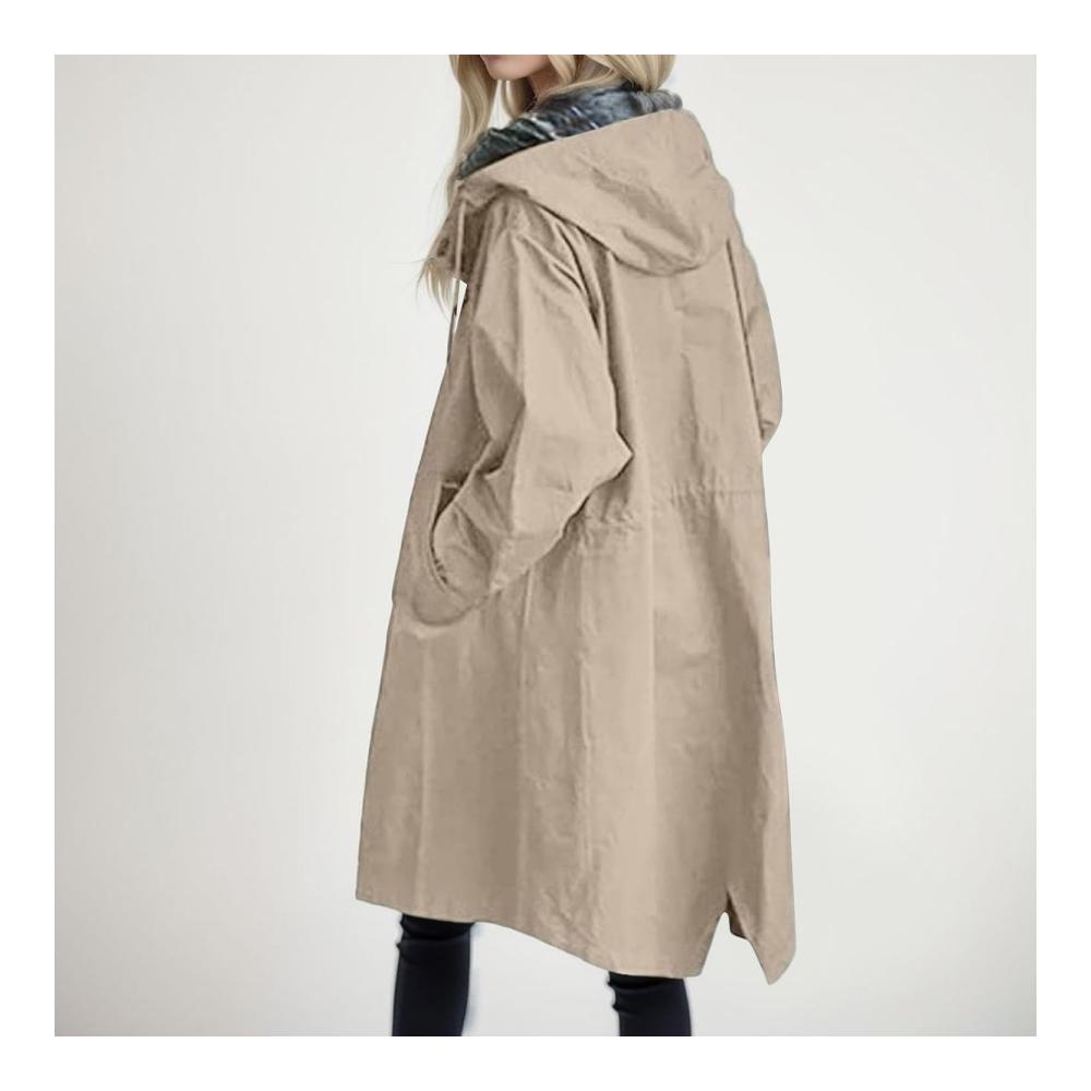 Damen Softshell Mantel Windjacke Langer Regenjacke Funktionsjacke Outdoorjacke Wasserdicht Atmungsaktiv Winddicht Herbst Winterjacke Übergangsjacke Länge Jacke für Damen mit Kapuze
