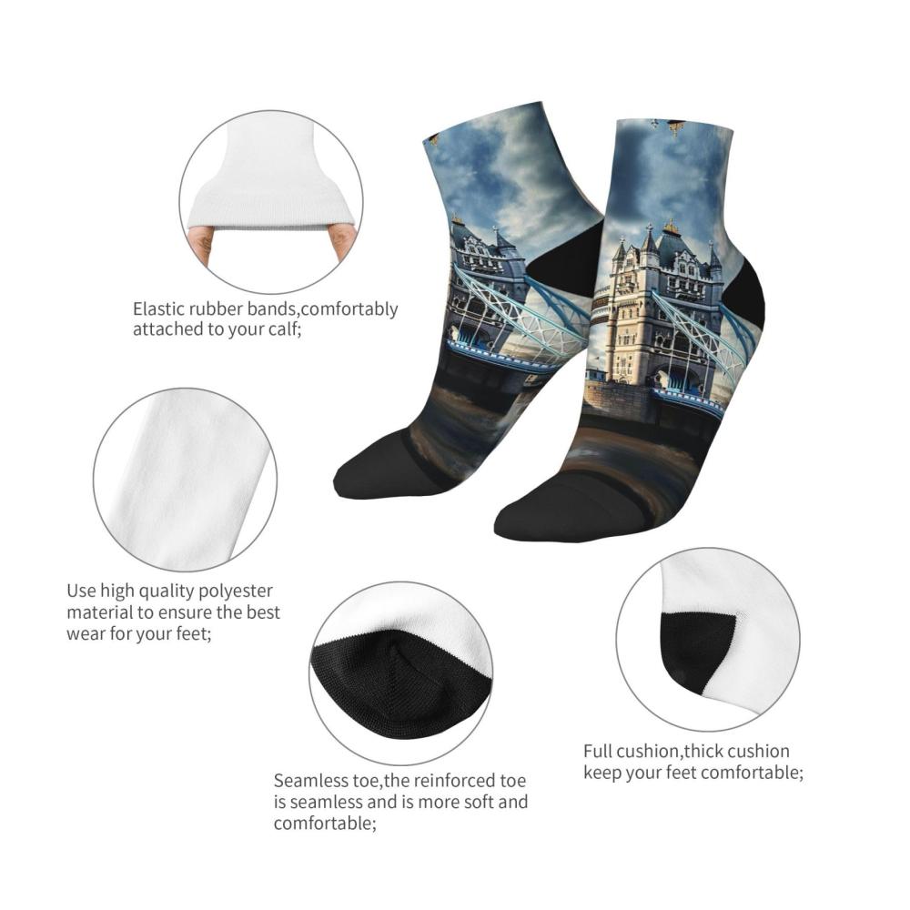 Knöchelsocken mit modischen Mustern – Historic Old Tower Bridge London – Socken im Großhandel für Damen und Herren eine Einheitsgröße für alle