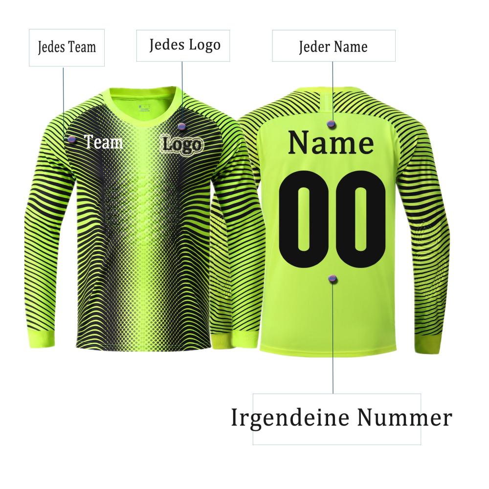 Ultimative Personalisierung Gepolstertes Torwarttrikot mit individuellem Namen und Nummer für Kinder Jungen & Herren. Erstellen Sie jetzt Ihr einzigartiges Team-Trikot