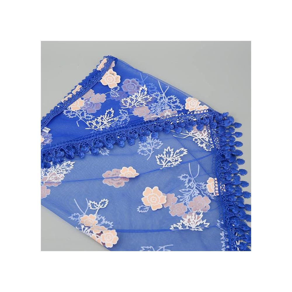 Erfrischendes Pashmina-Erlebnis Sommerleichter Seidenschal für Damenmode. Exquisite Spitze & Blumenmuster auf zartem Chiffon. Ein Must-have für Stil und Eleganz