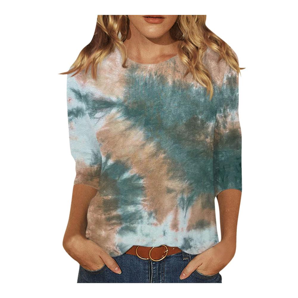 Damen Poloshirt 3/4 Ärmel Lässige Oberteile mit Kurzarm Sommer Bluse für Teenager Mädchen Basic Loose Tunika mit Rundhals Sport-Shirt