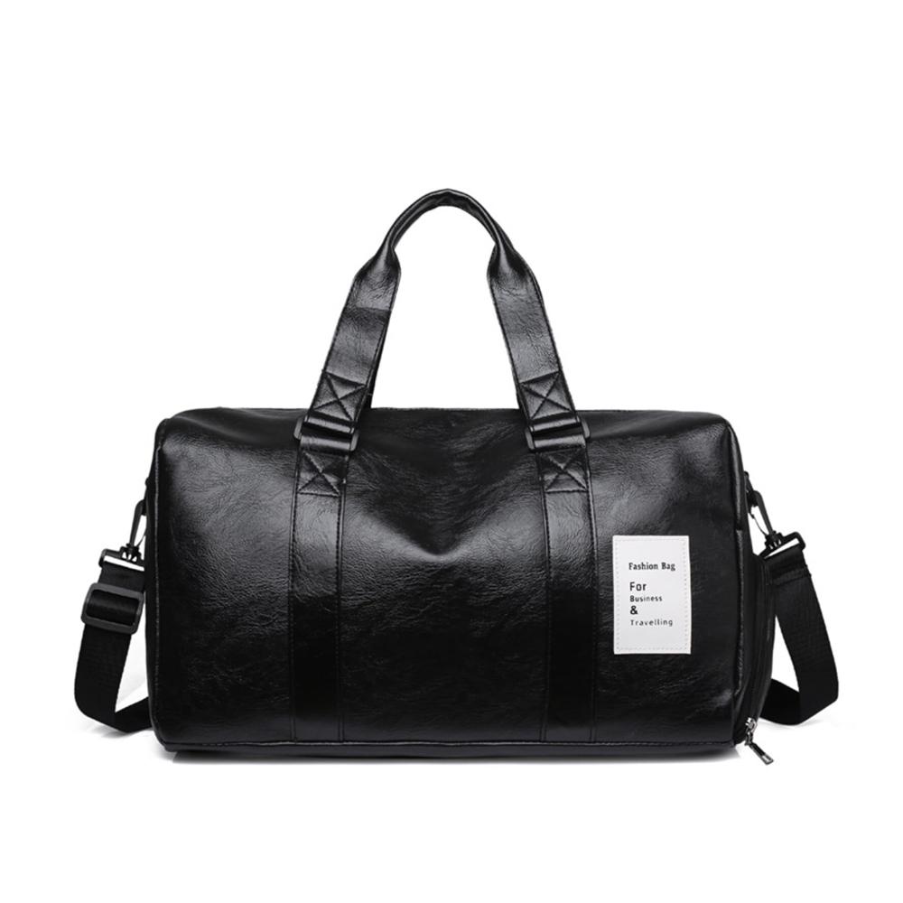 Stilvolle Premium-Reisetasche aus Leder mit separatem Schuhfach - Die perfekte Wochenendtasche für modebewusste Reisende in Schwarz