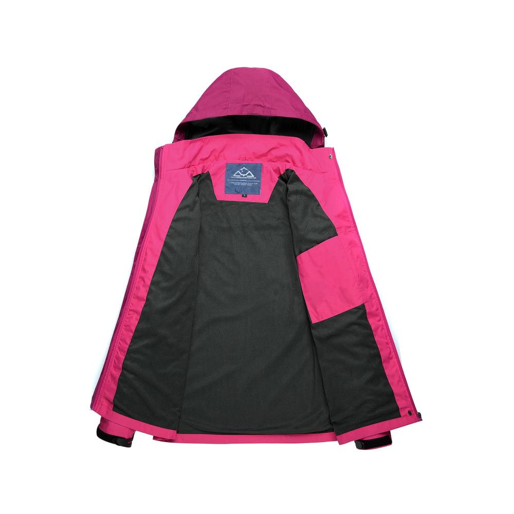 Damen Outdoor Regenjacke Wasserdicht Leicht Atmungsaktiv Funktionsjacke mit Kapuze Wandern Outdoorjacke Für Übergang Regenwetter Trekkingjacke mit Verstellbarer Kapuze und Reißverschlusstaschen