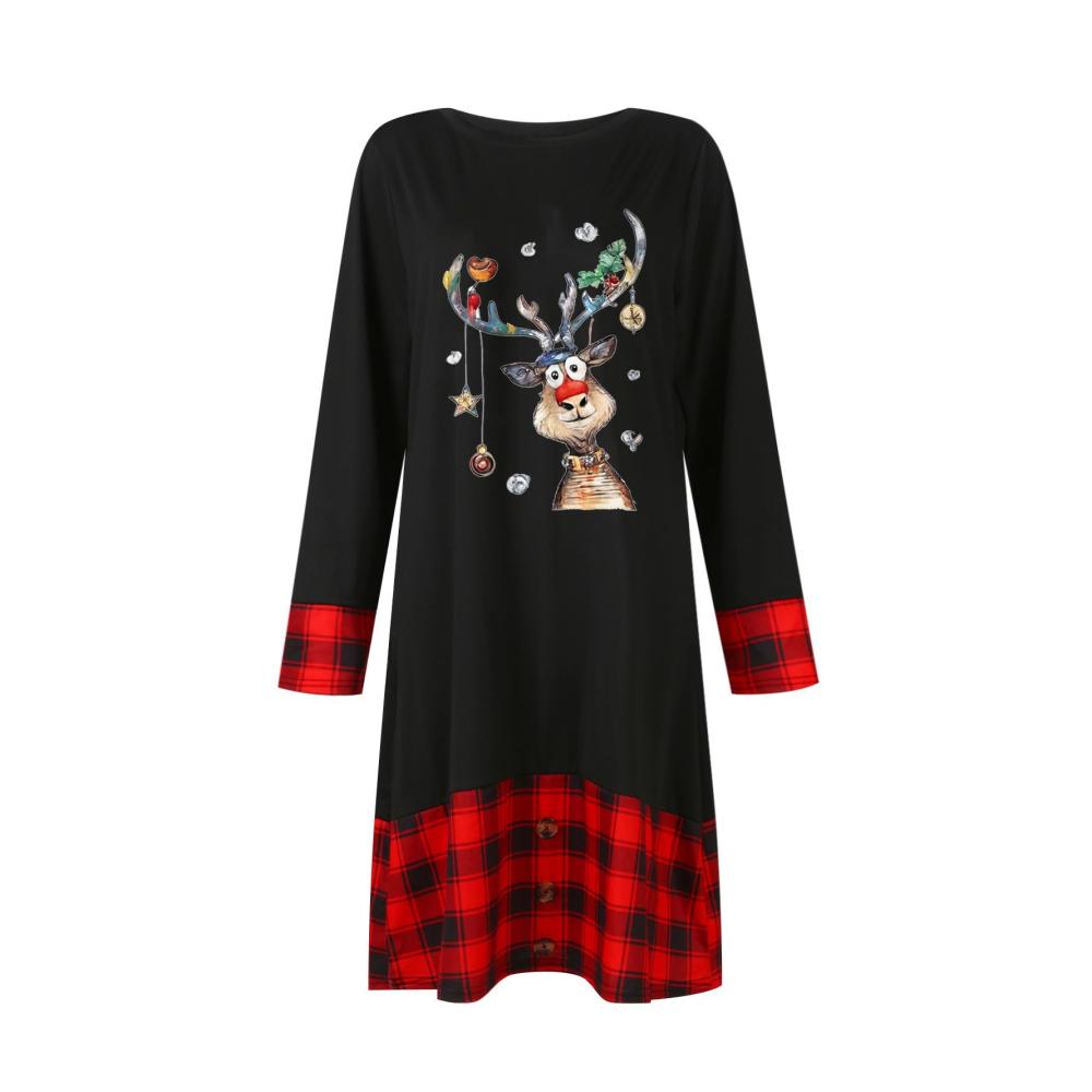 Entdecke die perfekten Weihnachtskleider für Damen Elegante und lässige Knielang-Sweatkleider mit Knopfleiste und Rentier-Print. Stilvolle Langarm-Winterkleider für festliche Anlässe
