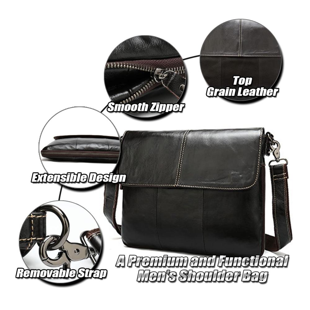 Ultimative Messenger-Bags für Herren Luxuriöse Leder Umhängetasche mit 13-Zoll Laptopfach. Stilvoll geräumig und vielseitig für Business und Freizeit