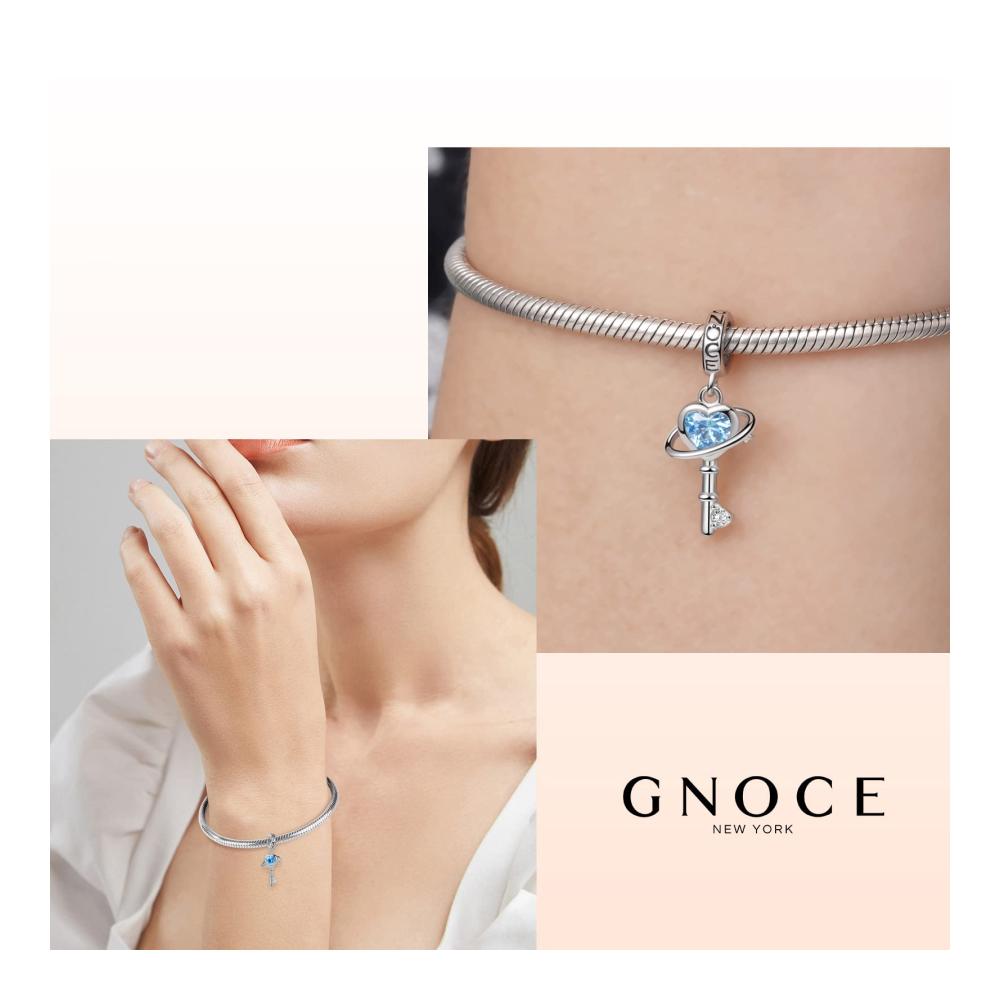 Entdecke den Zauber der Bead Charms GNOCE Blue Planet Schlüsselanhänger Charm aus 925 Sterling Silber - Einzigartiger Schmuck für Frauen Mädchen & Töchter